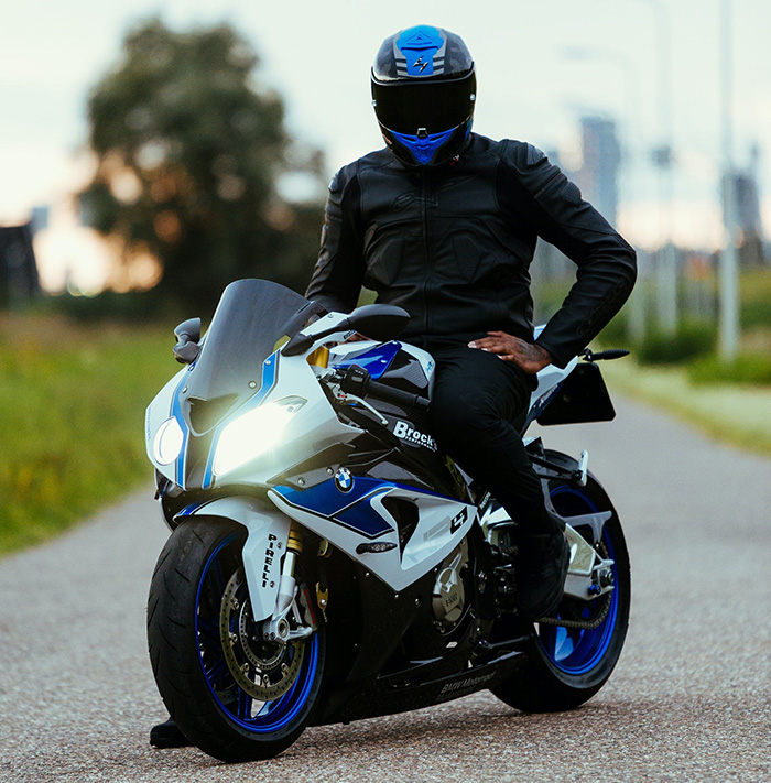 biker man with helmet