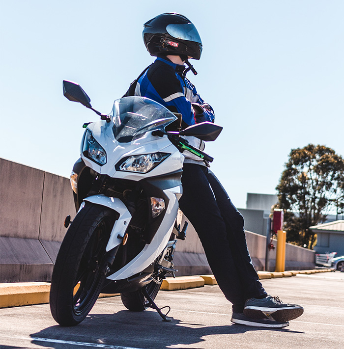 biker man with helmet